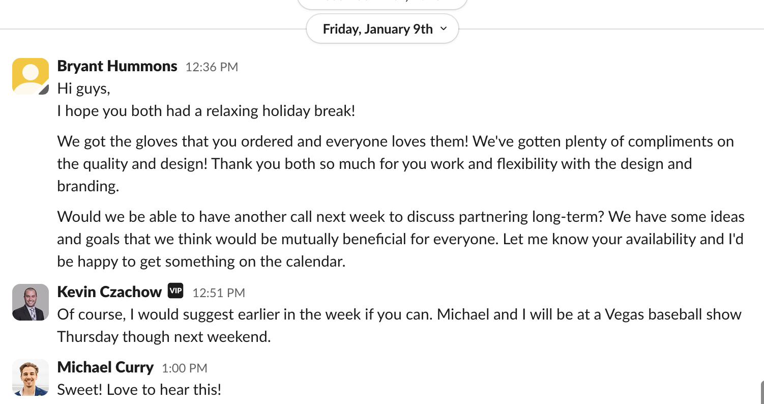Customer message