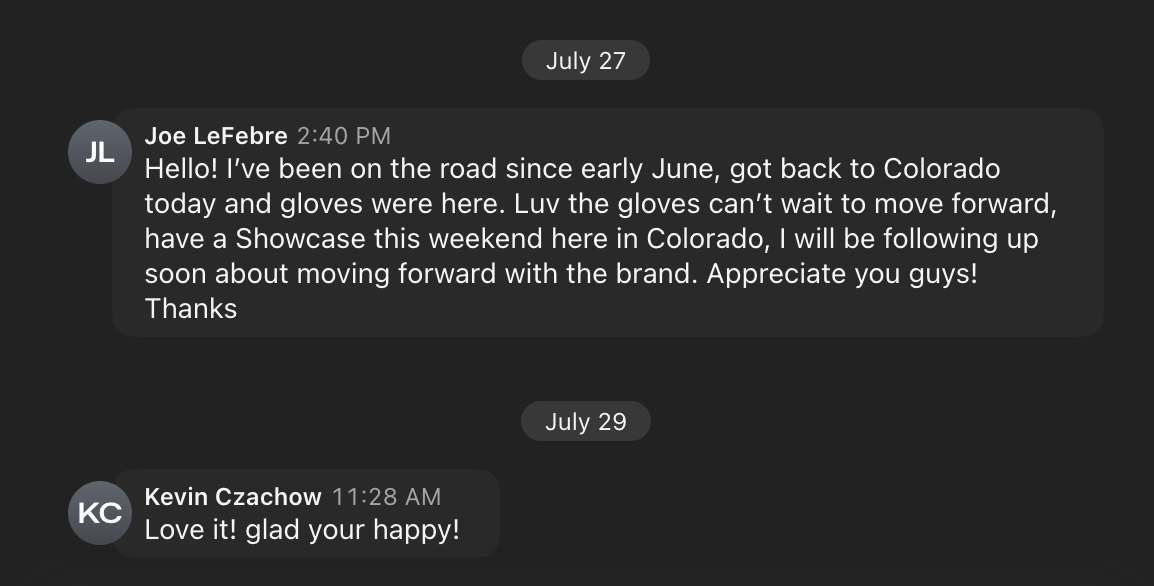 Customer message