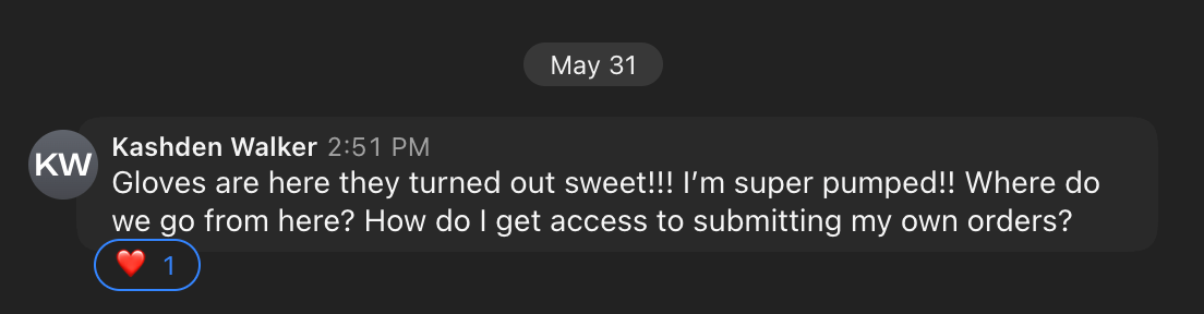 Customer message